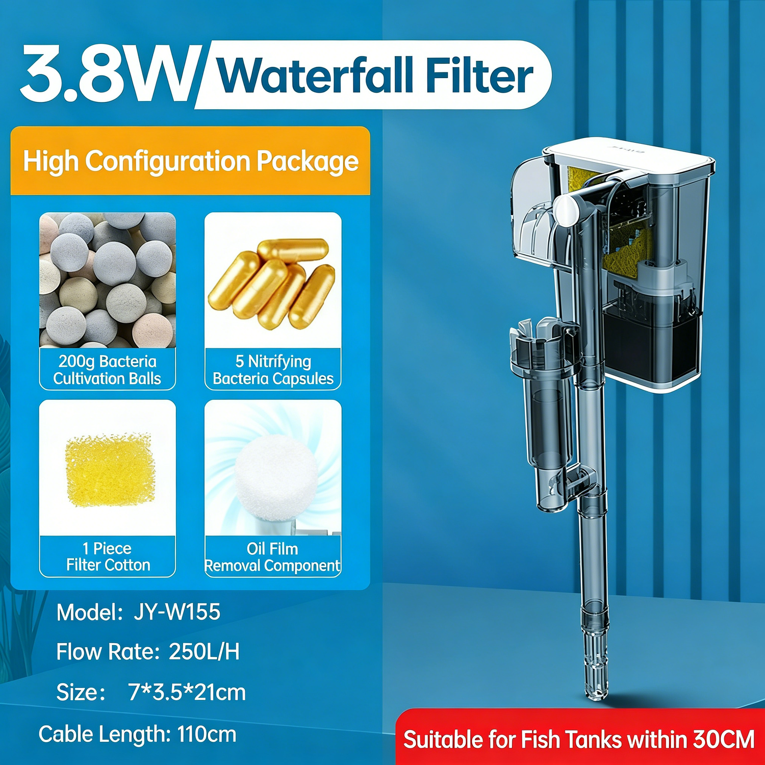Quiet Hang On Back Aquarium Filter – Waterfall Filtration